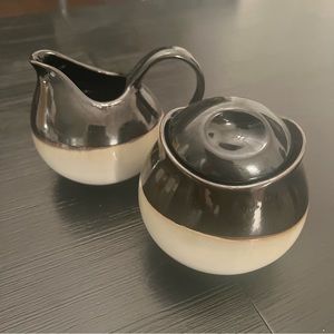 Sangho Nova Black 4932 Vintage two toned cream and sugar set brown and cream